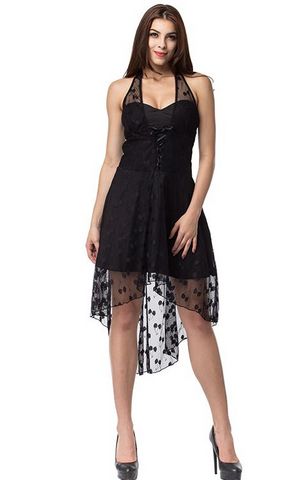 F2509 Black chiffon dress